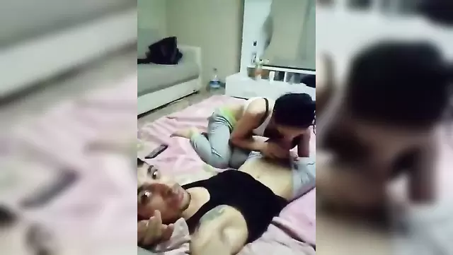 A teen Turkish man giving oral pleasure to a beautiful girlfriend